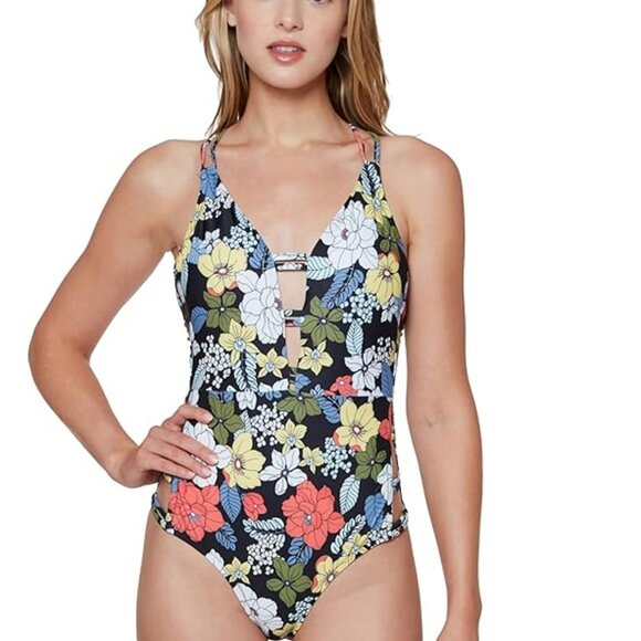 Jessica Simpson Women's Standard V Neck One Piece Swimsuit Size S 7985 - Picture 1 of 2